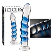 Icicles No. 5 - spirál üveg dildó (átlátszó-kék)