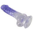Crystal Clear - tapadókorongos herés dildó - 19,5 cm (átlátszó-lila)