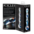 Icicles No. 08 - hullámos, kétvégű, üveg dildó (átlátszó-kék)