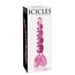 Icicles No. 43 - gyöngyös, szíves üveg dildó (pink)