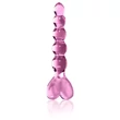 Icicles No. 43 - gyöngyös, szíves üveg dildó (pink)