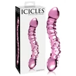 Icicles No. 55 - kétvégű, G-pont üveg dildó (pink)