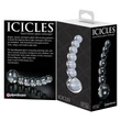 Icicles No. 66 - íves, gömbös, üveg dildó (átlátszó)
