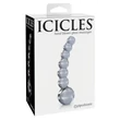 Icicles No. 66 - íves, gömbös, üveg dildó (átlátszó)