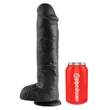 King Cock 11 - nagy tapadókorongos, herés dildó (28cm) - fekete