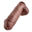 King Cock 11 - nagy tapadókorongos, herés dildó (28cm) - barna