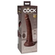 King Cock Elite 7 - tapadótalpas, rádiós élethű vibrátor 18cm - barna