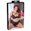 Cottelli Plus Size - keresztpántos melltartó és bugyi (fekete)
