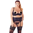 Cottelli Plus Size - szíves nyitott mellemelő szett (fekete)