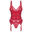 Obsessive Cupide Desir - átlátszó csipkés felső szett (piros)