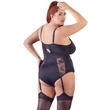 Cottelli Plus Size - pántos-csipkés láncos body (fekete)