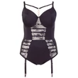 Cottelli Plus Size - pántos-csipkés láncos body (fekete)