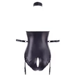 Cottelli Bondage - csipkés-fényes body kézrögzítőkkel (fekete)