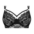Obsessive 860-TED-3 - pántos rózsás csipke body (fekete)