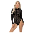 Noir - leopárd mintás, hosszúujjú body (fekete)