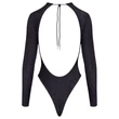 Cottelli - nyitott hátú, csillogós body (fekete)