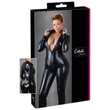 Cottelli Plus Size - fényes hosszúujjú party overál (fekete)