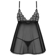 Obsessive Blomentis - csipkés babydoll szett (fekete)