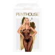 Penthouse Dirty Mind - virágos-masni, nyitott, necc overall (fekete)