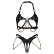 Obsessive Anyya - láncos bőrhatásű melltartó szett (fekete)
