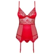 Obsessive Lovica - csipkés harisnyatartós felső és tanga (piros)