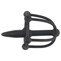 Penisplug - szilikon makk ketrec dilátorral (fekete)
