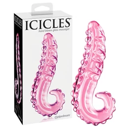 Icicles No. 24 - bordázott nyelv üveg dildó (pink)