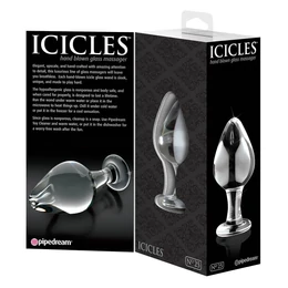Icicles No. 25 - kúpos, üveg anál plug (átlátszó)