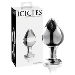 Icicles No. 25 - kúpos, üveg anál plug (átlátszó)