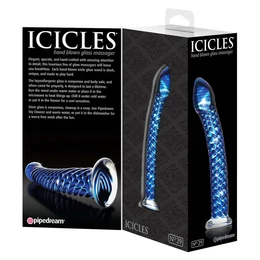 Icicles No. 29 - spirál, pénisz üveg dildó (kék)