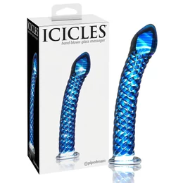 Icicles No. 29 - spirál, pénisz üveg dildó (kék)
