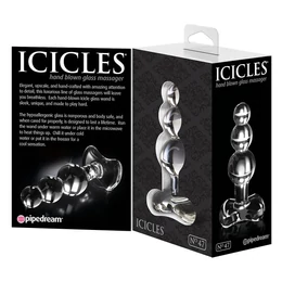 Icicles No. 47 - tripla gyöngyös, üveg anál plug (átlátszó)