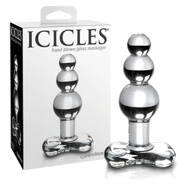 Icicles No. 47 - tripla gyöngyös, üveg anál plug (átlátszó)