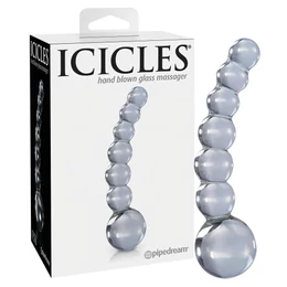 Icicles No. 66 - íves, gömbös, üveg dildó (átlátszó)