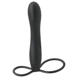 Fetish Double Trouble - here- és péniszgyűrű dildóval (fekete)