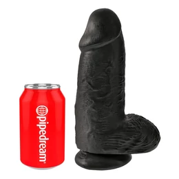 King Cock 9 Chubby - tapadókorongos, herés dildó (23cm) - fekete