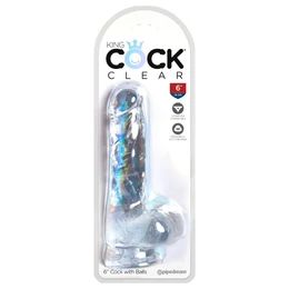 King Cock Clear 6 - tapadókorongos, herés kis dildó (15cm)