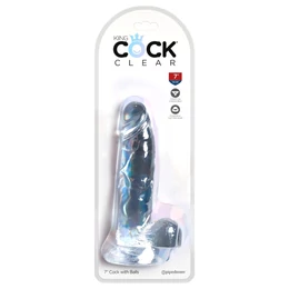 King Cock Clear 7 - tapadókorongos, herés dildó (18cm)