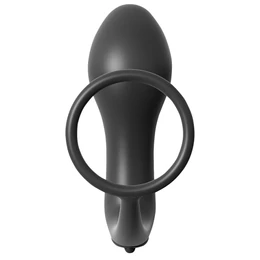 Analfantasy - ujj anál vibrátor péniszgyűrűvel (fekete)