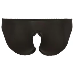 Cottelli Plus Size - csipkés, nyitott bugyi (fekete)