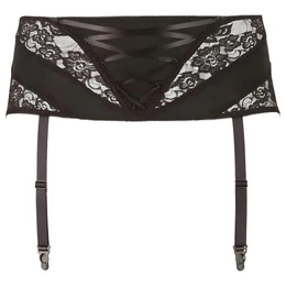 Cottelli Plus Size - csipkés, fűzős harisnyatartó (fekete)