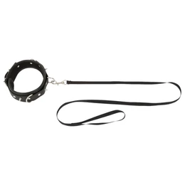 Bad Kitty - tüskés, szegecses nyakörv és póráz (fekete)