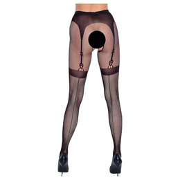 Cottelli Legwear - combfixes nyitott harisnya - fekete (S-L)