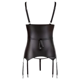 Cottelli Bondage - fényes, mellemelős felső bilinccsel (fekete)