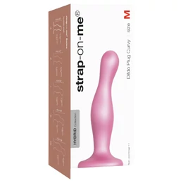 Strap-on-me Curvy M - hullámos, tapadókorongos dildó (pink)