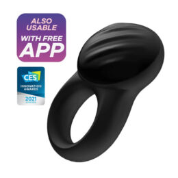 Satisfyer Signet Ring - okos, akkus, vibrációs péniszgyűrű (fekete)