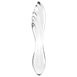 Satisfyer Dazzling Crystal 1 - kétvégű üveg dildó (átlátszó)