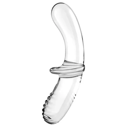Satisfyer Double Crystal - kétvégű üveg dildó (átlátszó)