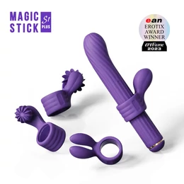 Magic Stick - vibrátor cseréléhető feltétekkel (lila)