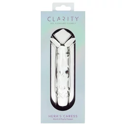 Clarity - üveg dildó szíves fogantyúval (áttetsző)